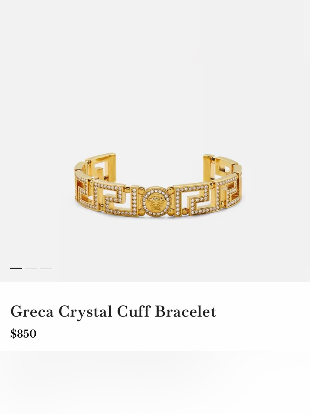 Versace Medusa & Strass Greek Key Cuff Bracelet Gold Small